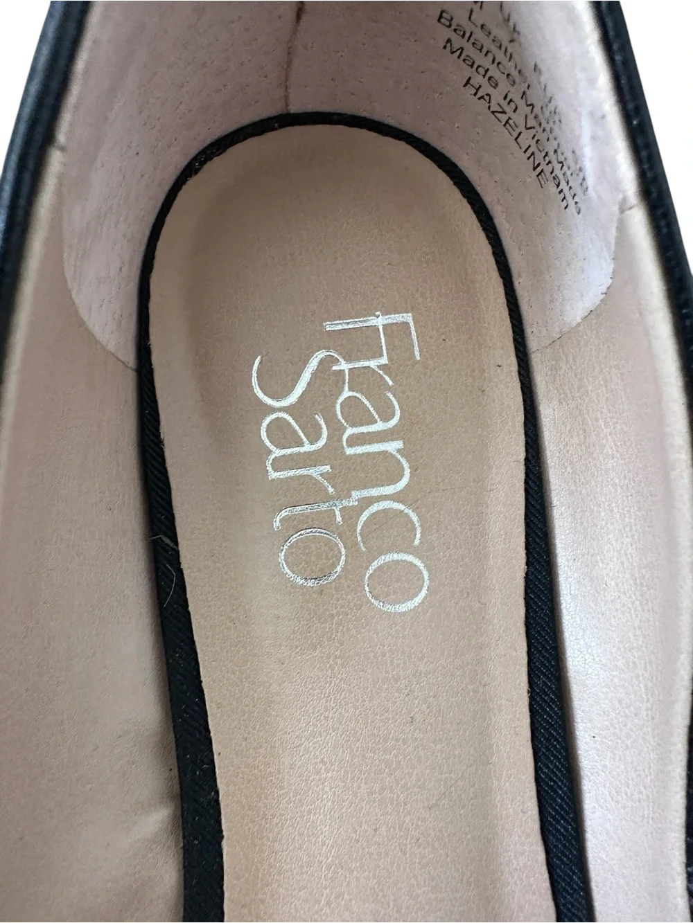 Franco Sarto Hazeline Black Leather Pointed Toe Flats Size 9 Like New - Picture 3 of 9